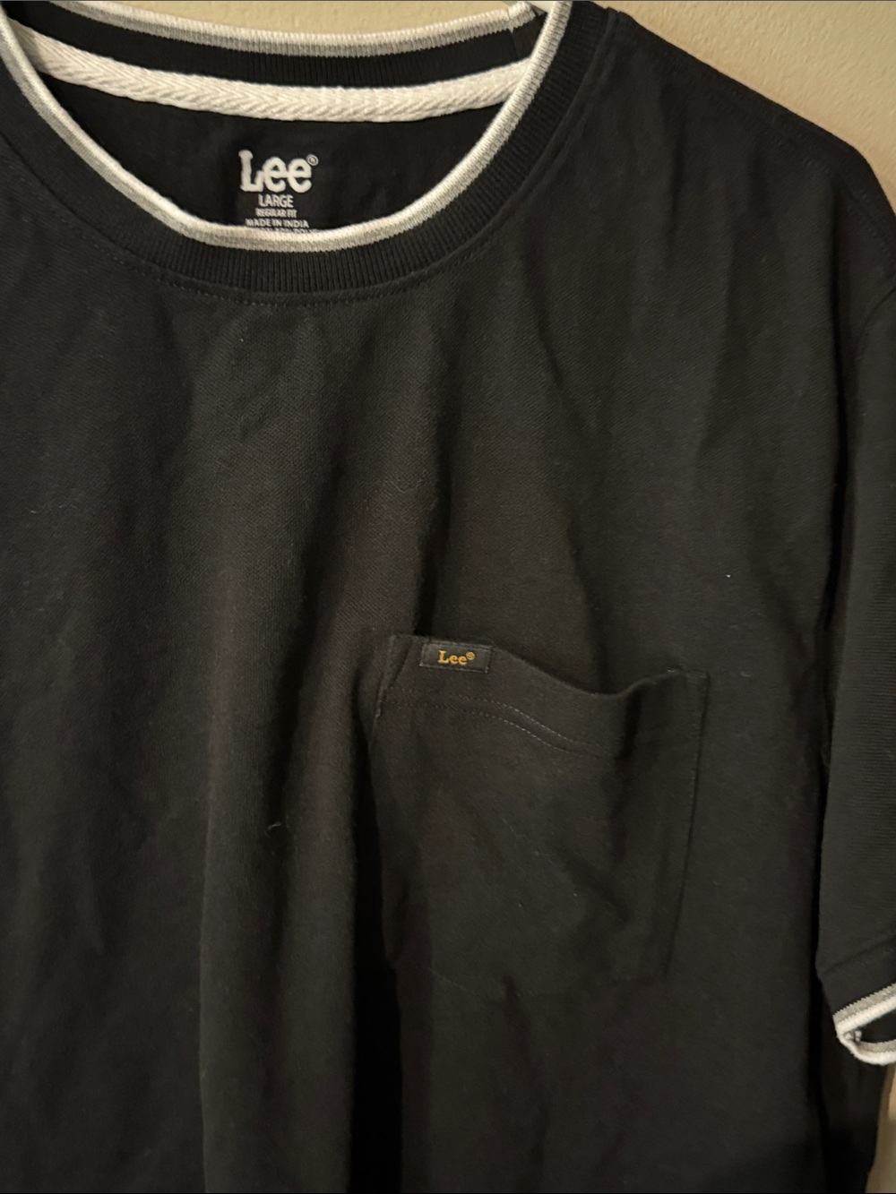 Lee Black Short-Sleeve Pocket Tee with Contrast Trim